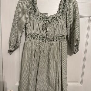 American Eagle Green and White Striped dress